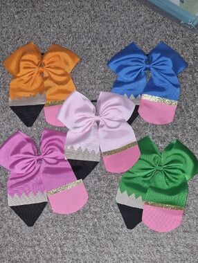 Kids Pencil-Shaped Ponytail Hair Bows Set